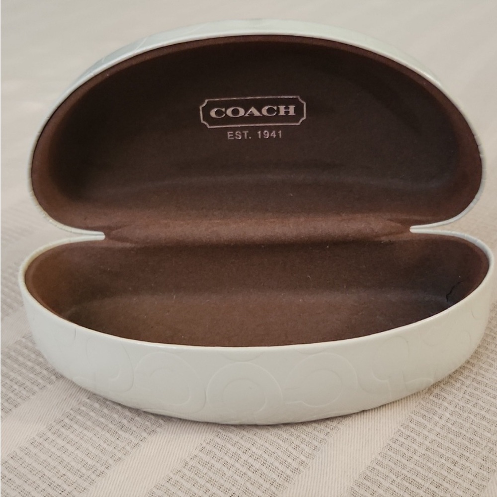 Coach Embossed White Glasses Case